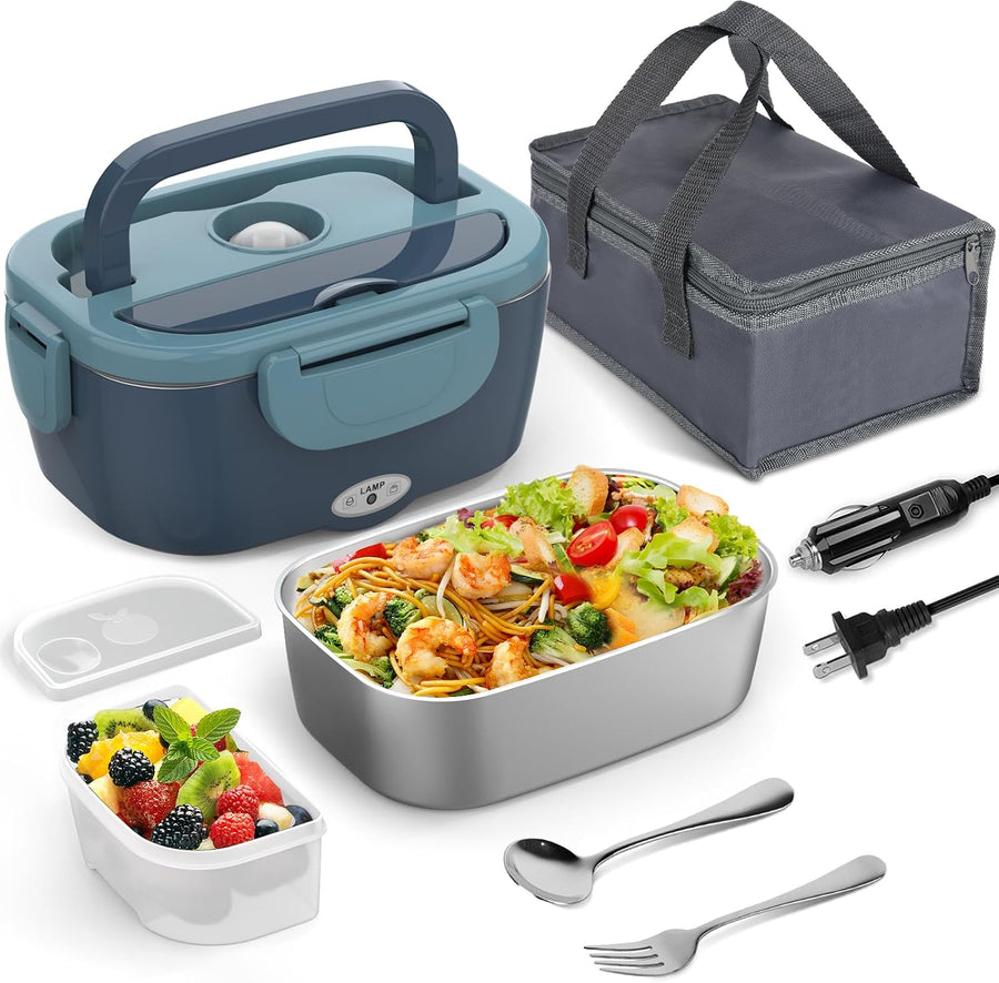 Electric Lunch Box Food Warmer Portable Heated Lunchbox Adult, Blue