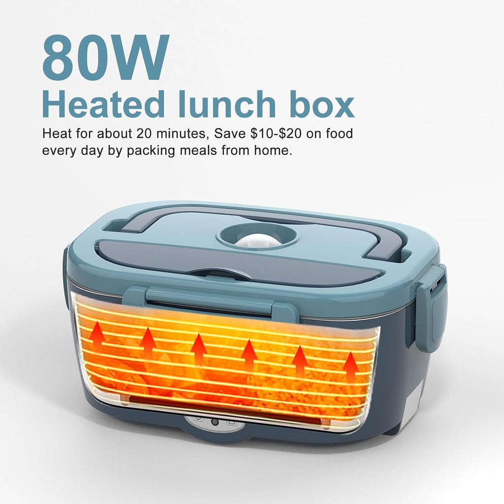 Electric Lunch Box Food Warmer Portable Heated Lunchbox Adult, Blue