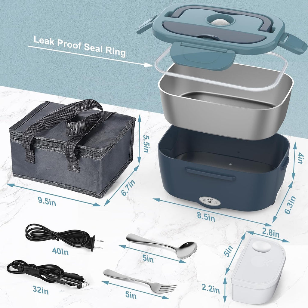 Electric Lunch Box Food Warmer Portable Heated Lunchbox Adult, Blue
