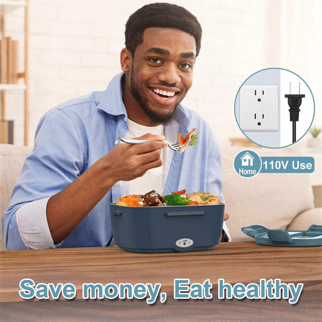 Electric Lunch Box Food Warmer Portable Heated Lunchbox Adult, Blue